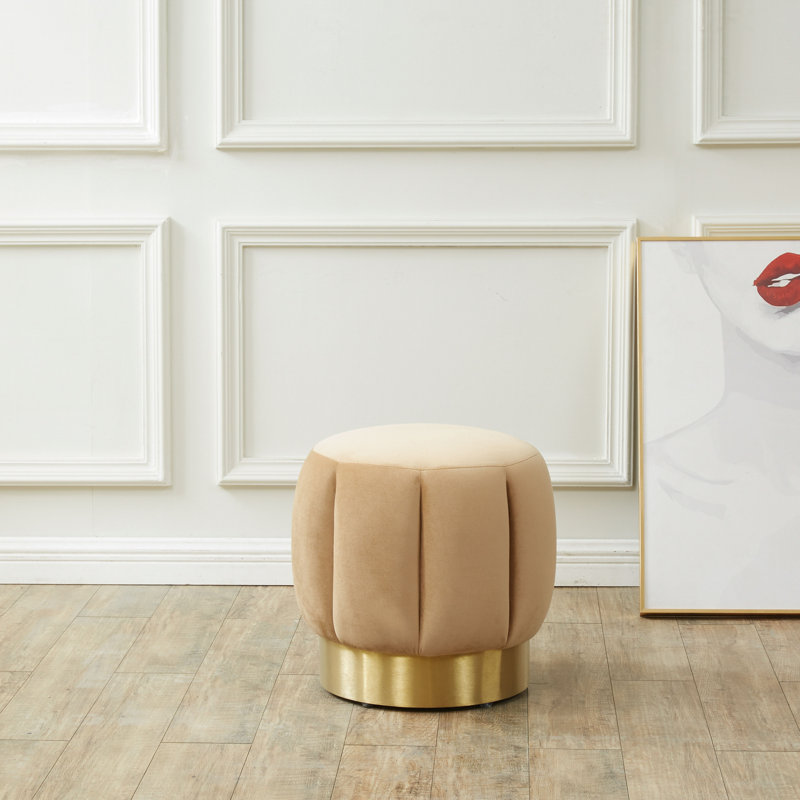 Jayah Upholstered Ottoman, Light Brown Velvet
