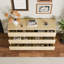 Commode 6 tiroirs 52 po Parleen - Commode de chambre double en bois moderne-1692389334