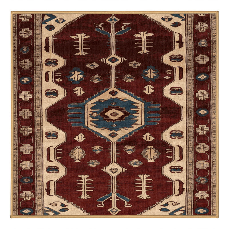 Tapis brun turc lavable à la machine, Carré 8 pi