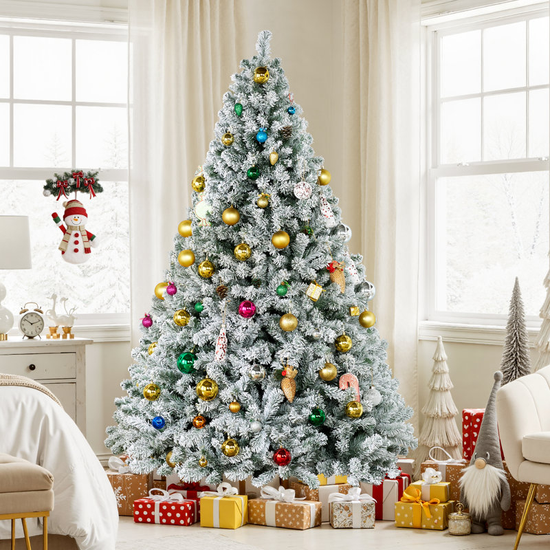 Arbre de Noël artificiel floqué, H 7,5 pi