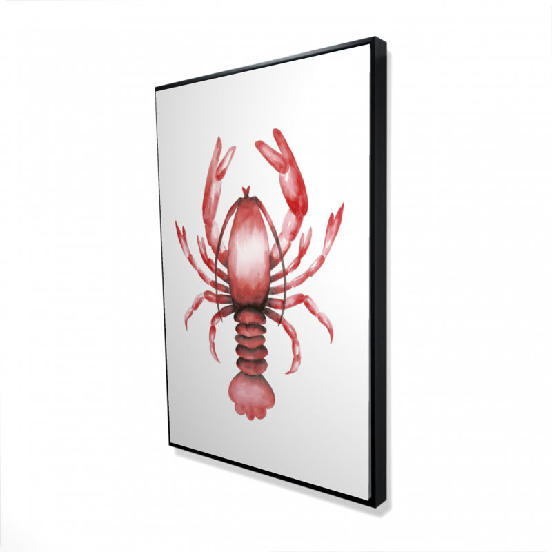 Homard, reproduction sur toile, H 36 po x l 24 po, Toile encadrée noire