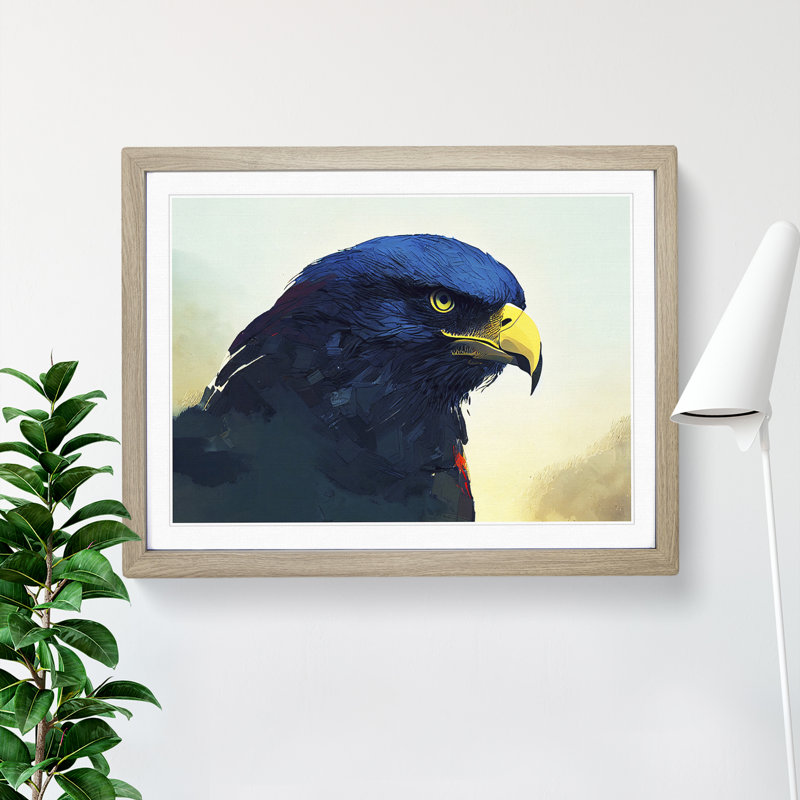 Eagle - Single Picture Frame Print, 25cm H x 34cm W x 2cm D, Oak Framed
