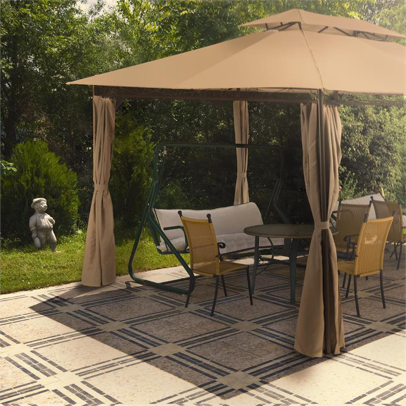 Grandezza 3m x 4m Steel Grill Gazebo, Brown