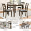 5 chaises de salle à manger en noyer pour la cuisine et la chambre, table carrée, chaises confortables rembourrées de mousse, chaises de table élégantes, 4 avec pieds antidérapants de conception classique, coussins de structure