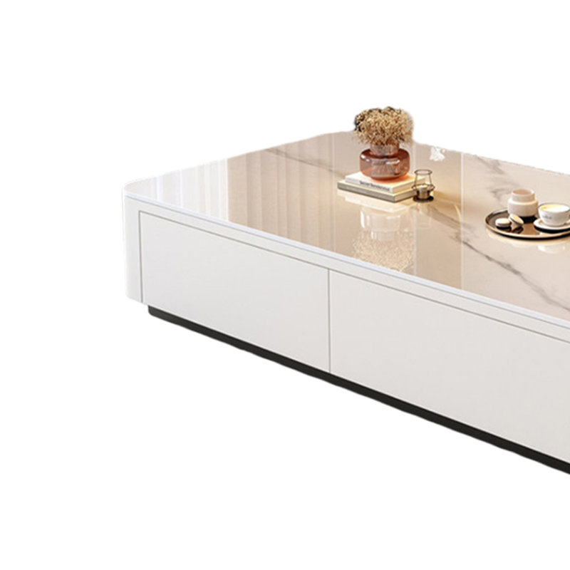 Table basse moderne et minimaliste haut de gamme, Blanc, 13.38" H x 47.24" L x 23.62" W, Blanc