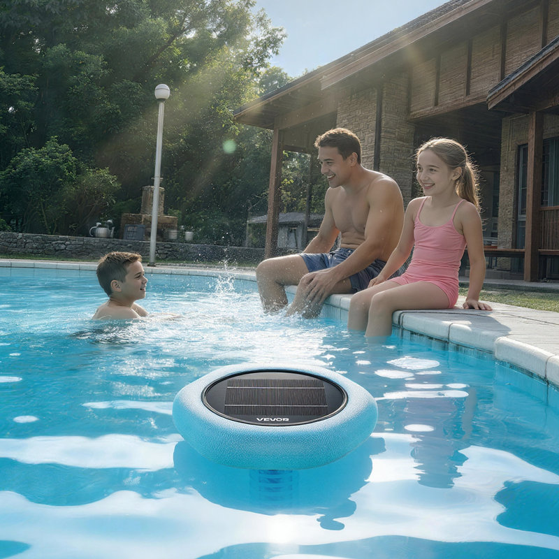 Ioniseur de piscine solaire, ioniseur de piscine hexagonal en cuivre jusqu'à 45 000 gallons, nettoyeur et purificateur d'eau flottant automatique, eau sans chlore, avec anode en cuivre, source, brosse et filtre pour piscines et spas