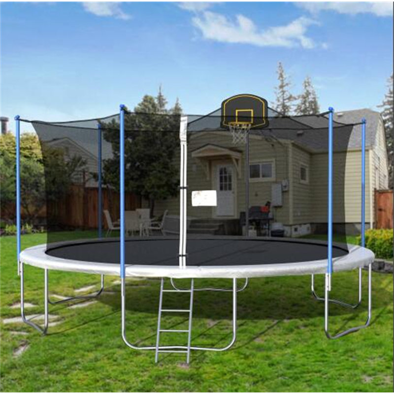 SUNNY HOUSE Round Backyard Trampoline with Safety Enclosure, Black