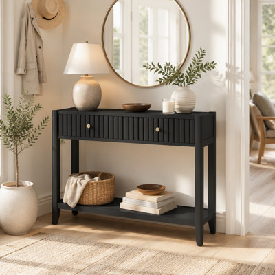 Console de 29,53 po de hauteur avec tiroirs, table d'appoint étroite en bois avec tablette de rangement pour hall d'entrée, vestibule, couloir et salon
