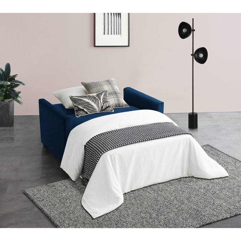 Matt 2 Seater Velvet Sofa Bed, Midnight Blue