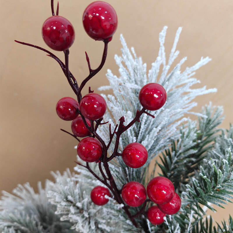 Sapin de Noël artificiel pré-décoré en forme de crayon, floqué, de 48 pouces, avec base cylindrique