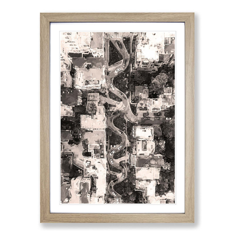Above Lombard Street in San Francisco - Framed Print, Oak Framed, 45cm H x 33cm W x 2cm D