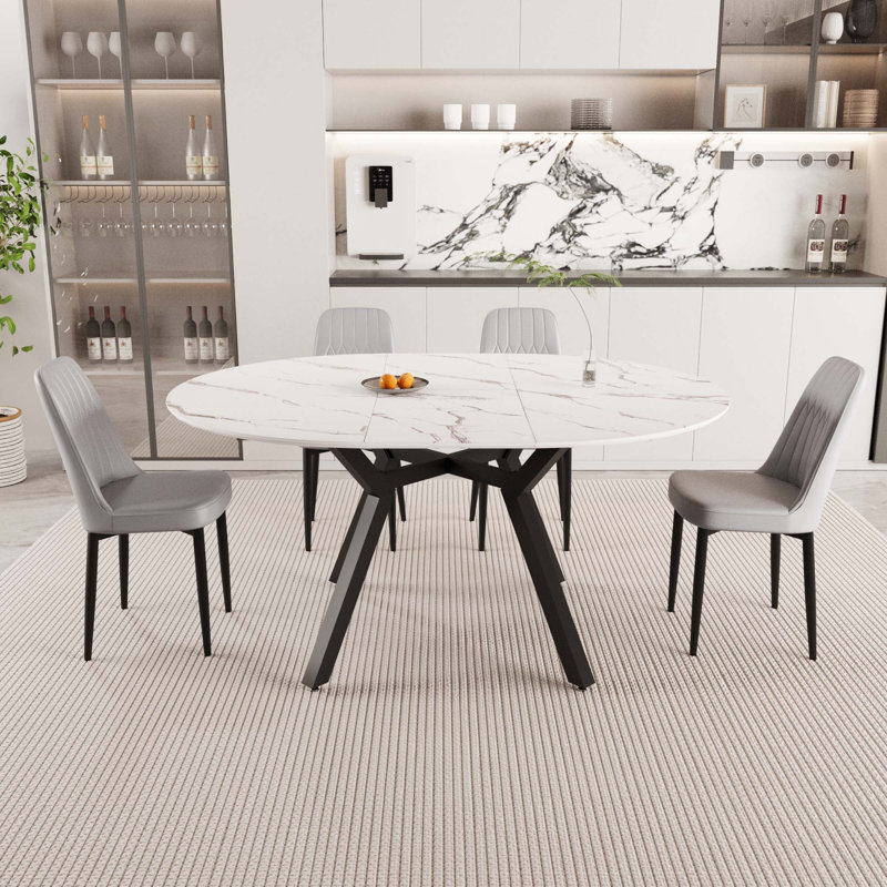 Ensemble de table de salle à manger extensible 47-63 ", 1 table et 4 chaises sans accoudoirs