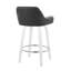 Tabouret de bar à hauteur fixe avec pivot en bois blanc et similicuir noir avec repose-pieds rond chromé - ensemble de 2-1505162189