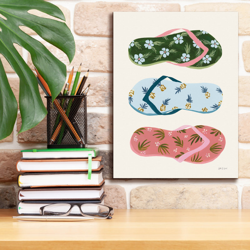 "Epic Graffiti" My Tropical Flip Flops "par Yvette St. Amant, art mural sur toile, H 16 po x l 12 po x P 0,75 po