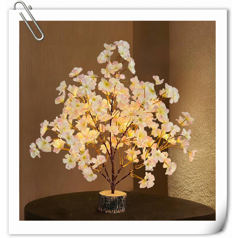 Arbre artificiel pour la décoration de table, bouleau de 2 pi avec lumières DEL, lampe pour arbre de fée blanc chaud pour la maison, centre alimenté par pile, minuterie