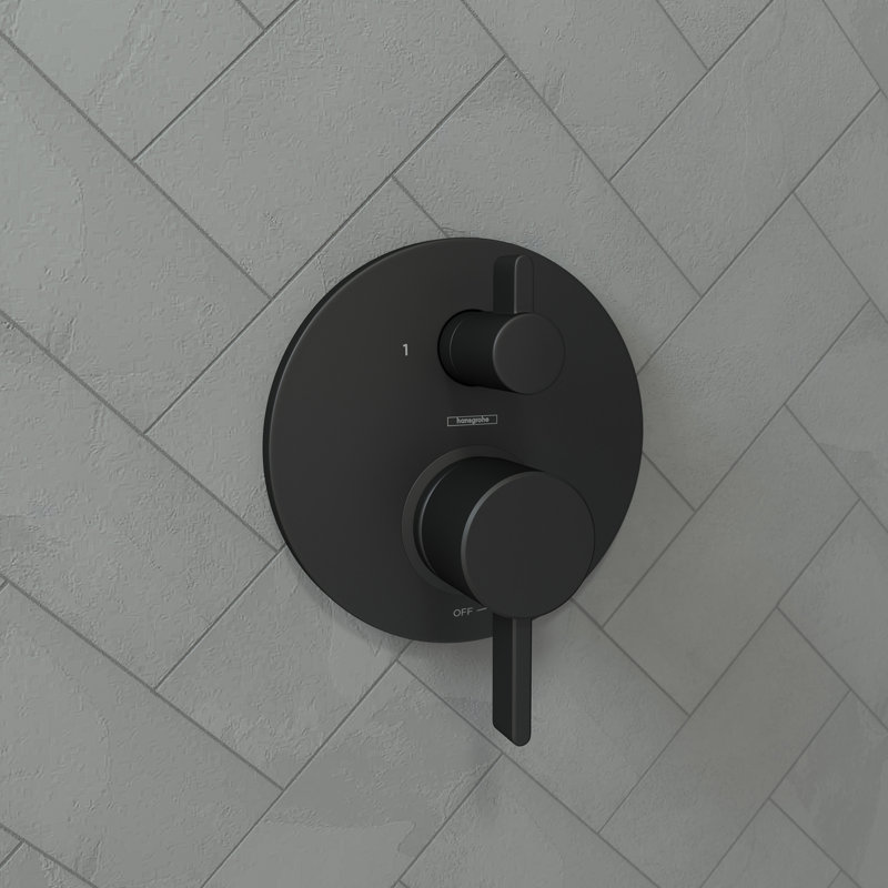 Ecostat HG S Pressure Balance Diverter Faucet Trim with Lever Handle, Matte Black