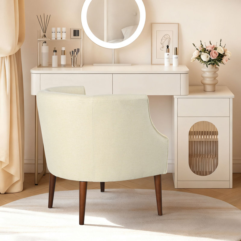 Fauteuil demi-tonneau rembourré Comfy, Beige
