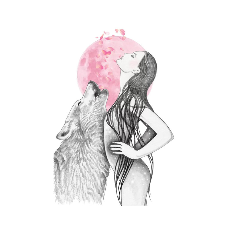 Pink Moon by Andrea Hrnjak - Wrapped Canvas Painting, 66.04 cm H x 45.72 cm W x 1.91 cm D