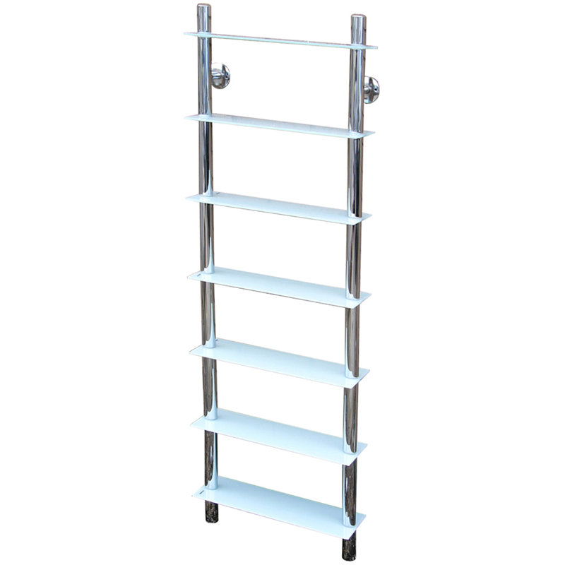7 Piece Glass Accent Shelf, White