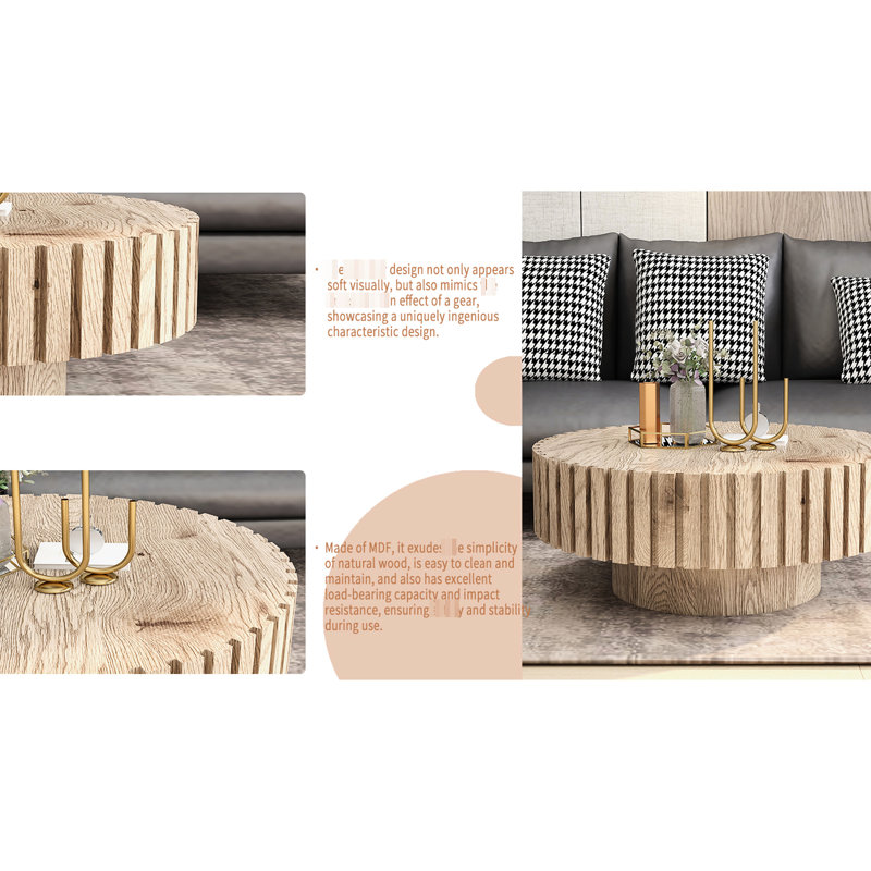 Table basse de 31,4 po, couleur de bois naturel, multifonctionnelle, lisse et délicate, table basse minimaliste moderne avec ton de bois naturel, multifonctionnelle dans les espaces de travail, lisse