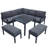 8-Piece Outdoor L-Shaped Sectional Seating Set With Dual Ottomans And Dining Table