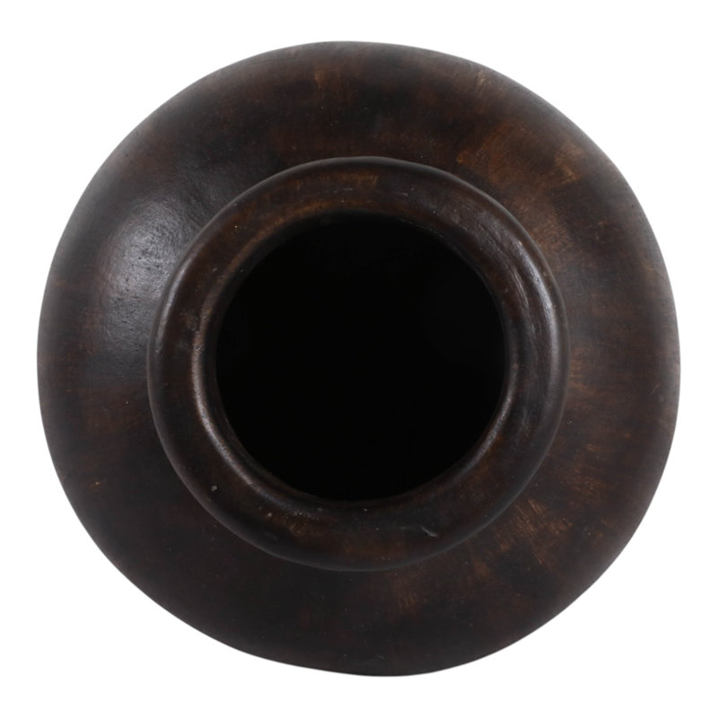 Vase rond rustique haut pour la décoration intérieure, vase de table décoratif en terre cuite, 63,5 cm (25 pouces), brun et blanc