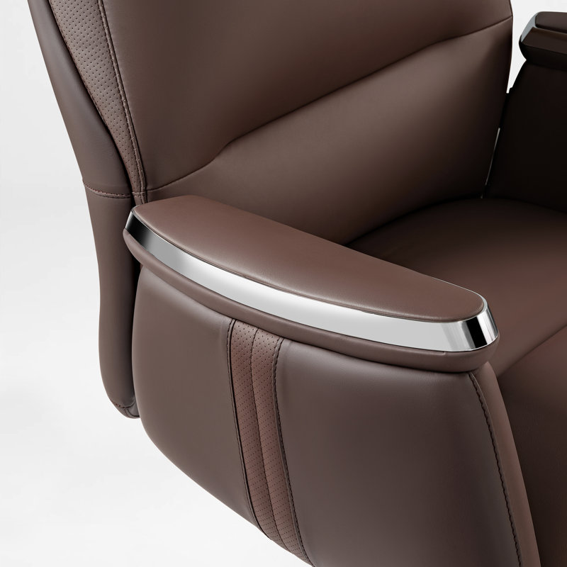 Ensemble de 3 chaises de bureau en cuir, Brun