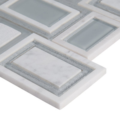 City Layer Geometric 11 in. x 12 in. Glass, Stone and Metal Blend Mosaic Wall Tile