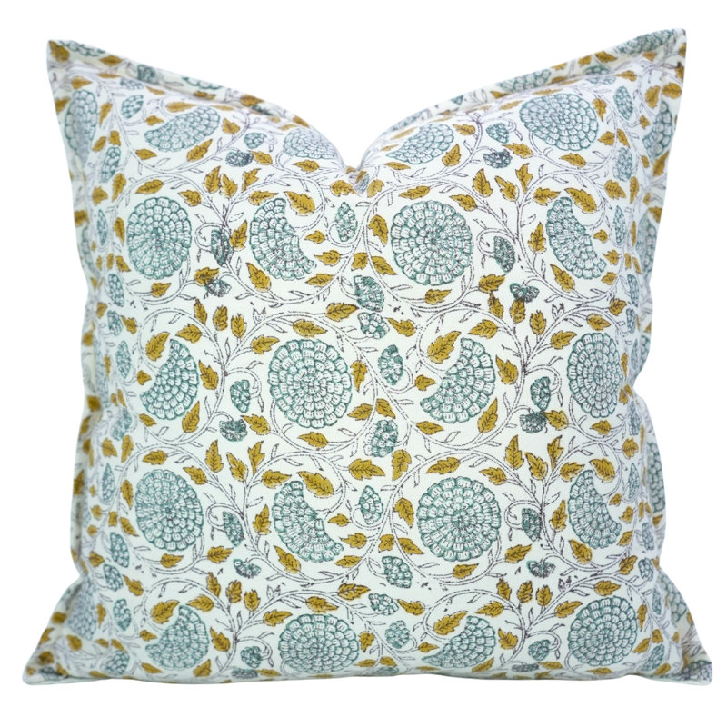 Housse de coussin en coton à imprimé fleuri double Fab Fabine - Karwacauth, Carré 20 po