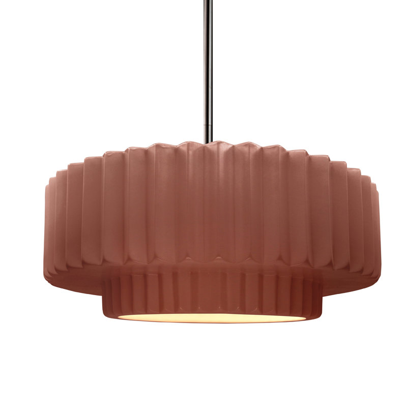 Luminaire suspendu 1 lumière Meydan, H 5,25 po x l 14,5 po x P 14,5 po, Argile du Canyon, Nickel brossé