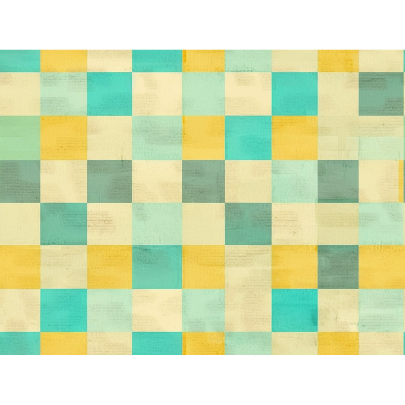 Checkered Comforter, Twin Extra Long Comforter, Turquoise/Yellow Checkered