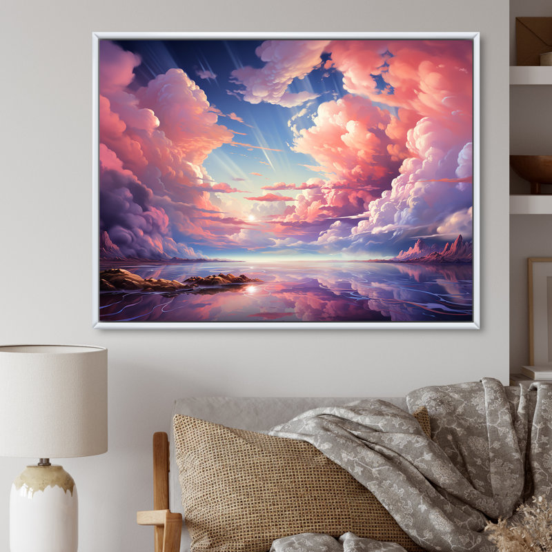 Kawaii Landscape Clouds V sur impression sur toile, H 30 po x l 40 po x P 1,5 po, Cadre flottant blanc