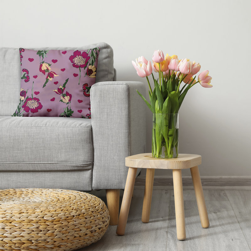 Floral Polyester Throw Pillow, 26"H x 26"W, Square