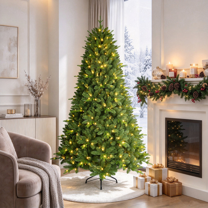  Arbre de Noël artificiel épinette pré-éclairé, 9'