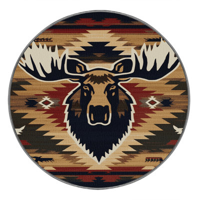 Washable Moose Southwestern Area Rug