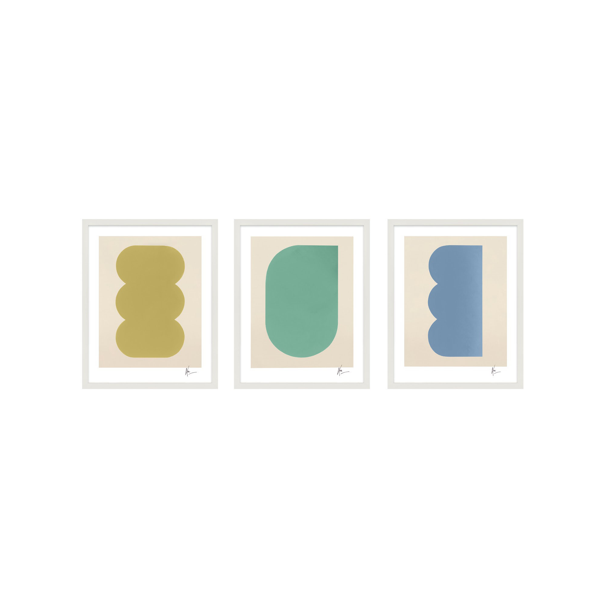 Keyhole 4-6. Set Of 3 by Lee Lessem, White Framed, 50" H x 40" W x 1.25" D