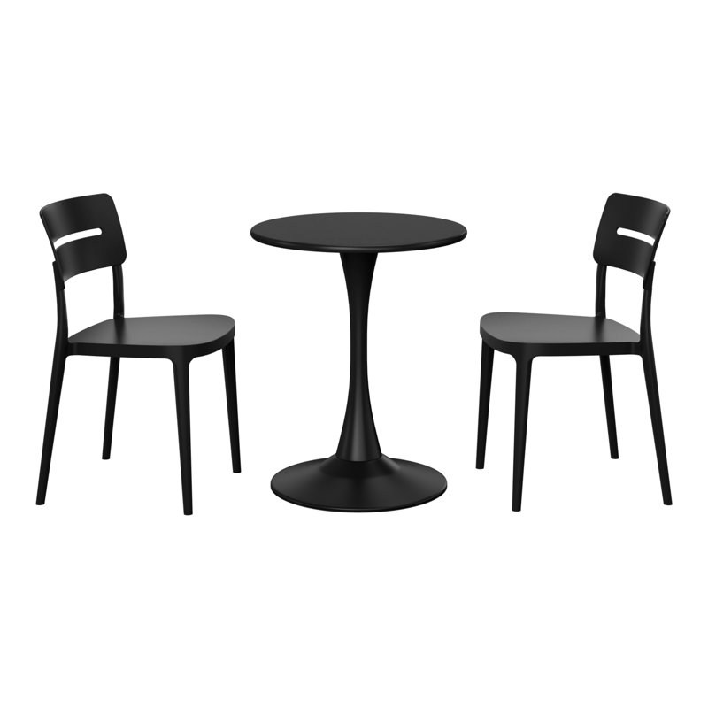 2-Person Outdoor Round Dining Set, Black