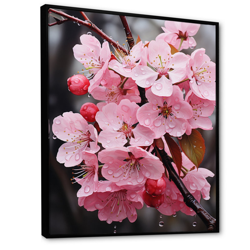 Apple Blossom Monochromatic Elegance XVI - Floral Canvas Prints, Cadre flottant noir, H 20 po x l 12 po