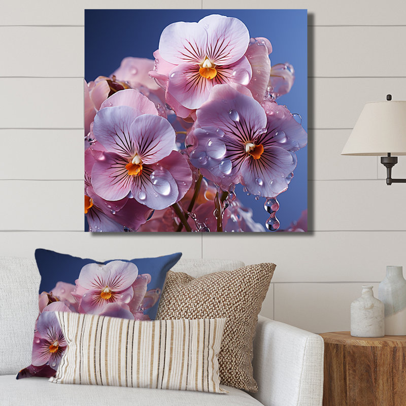 Pensées transparentes magiques roses sur toile, Toile tendue, H 30 po x l 30 po