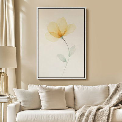 Framed Canvas Wall Art - Yellow Floral Watercolor Wall Prints for Bedroom - 24"x36"