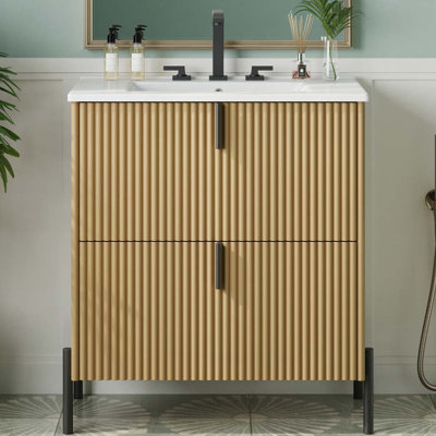 Bathroom Vanity with Ceramic Sink and Full-Extension Drawers