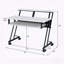 Music Recording Studio Desk With Keyboard Tray, White And Black