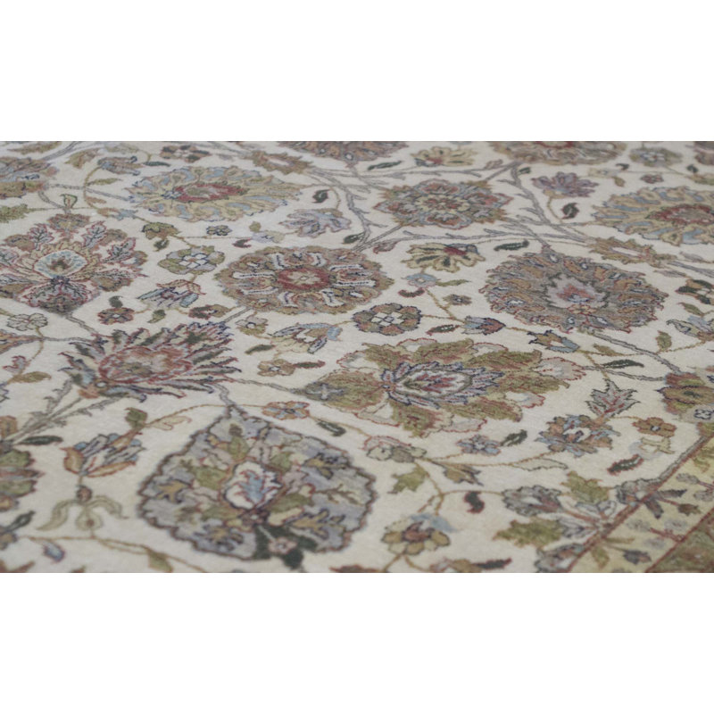 Tapis crème et rouille noué à la main de haute qualité