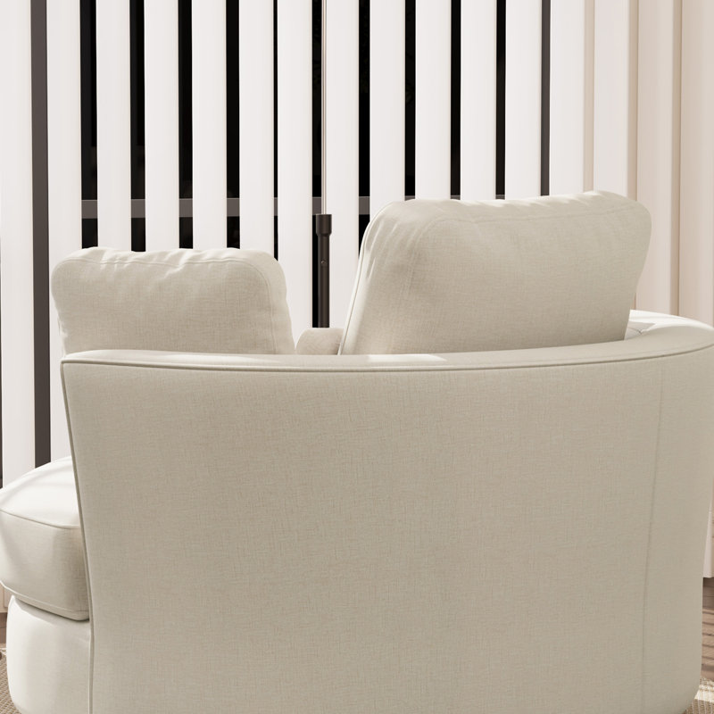 Fauteuil d'appoint en tonneau pivotant surdimensionné rembourré, Chenille beige