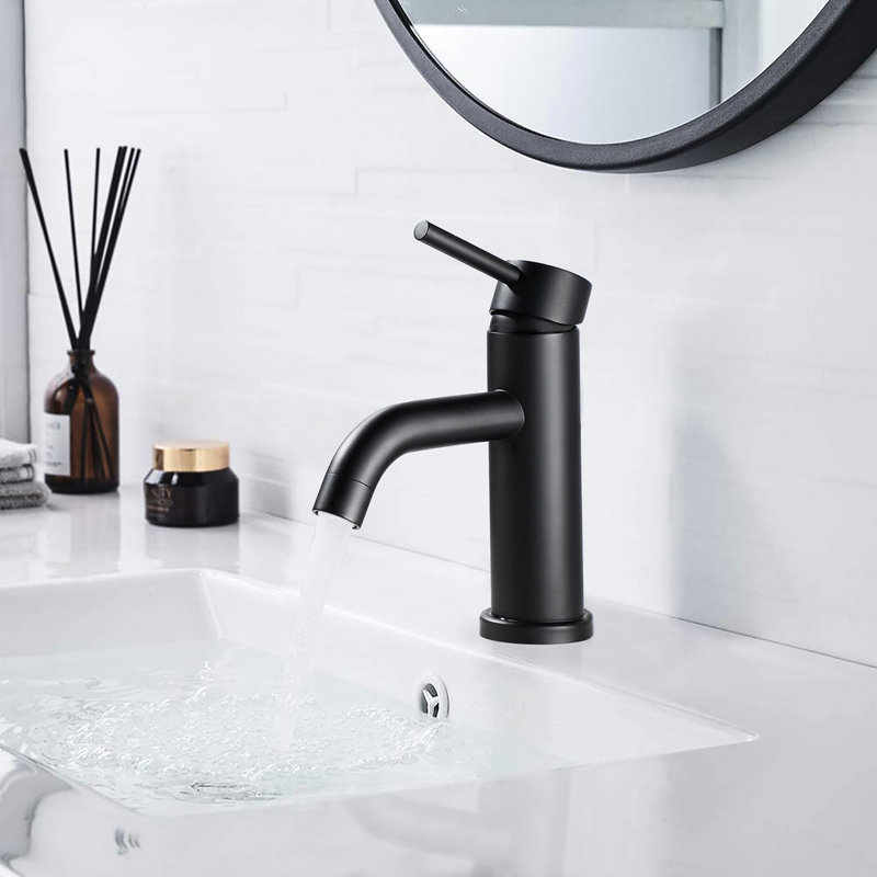 6.62" High Stainless Steel Single Hole Waterfall Faucet Matte Black Compliant Setup Aerated Flow Single Control For Fashionable Bathrooms Design Elegant