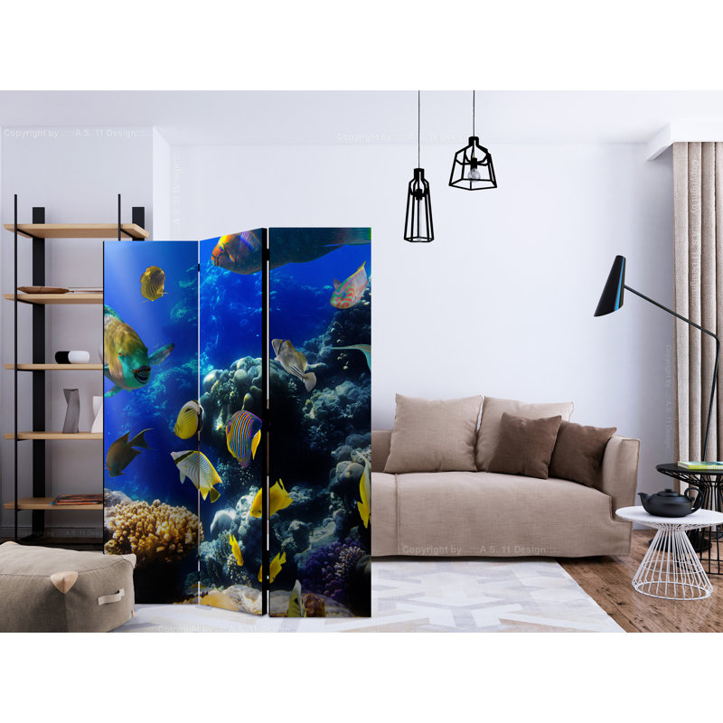 Gundhild 225cm W x 172cm H Solid Wood Folding Room Divider, 3