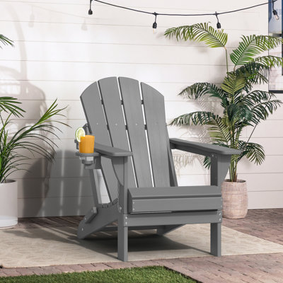 Chaise pliante en PEHD Adirondack pour l'extérieur avec porte-gobelet
