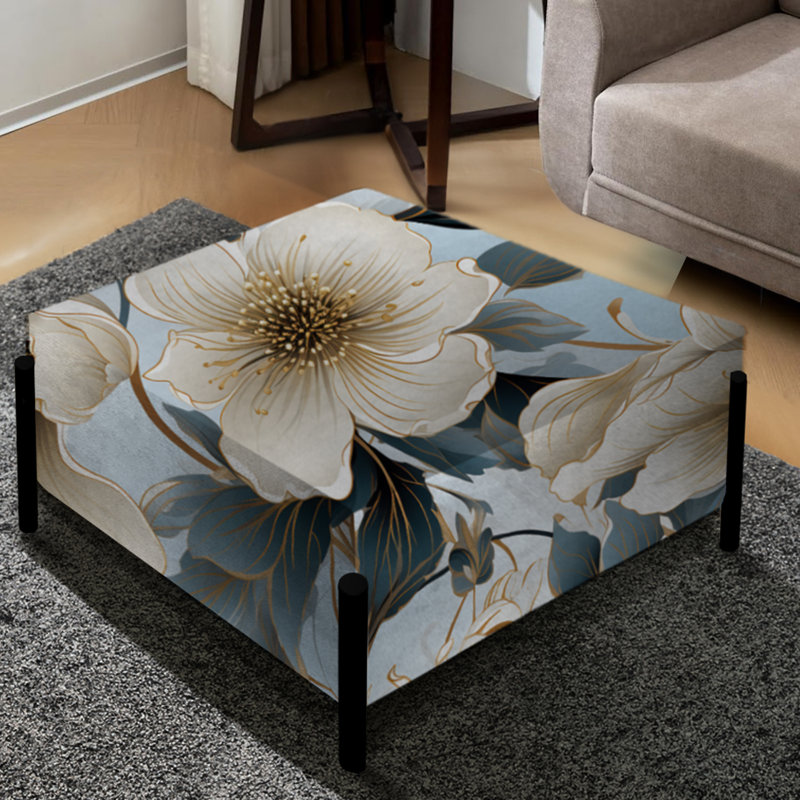 Contemporary Floral Elegance Cottage Collage II - Grand repose-pieds carré floral