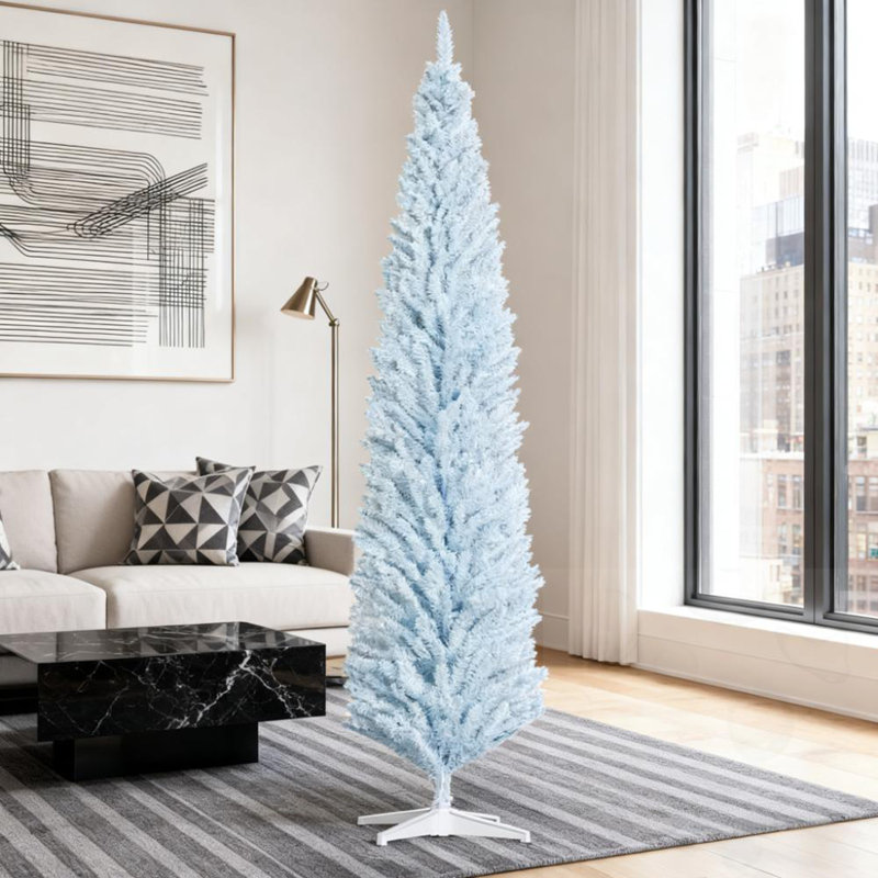 Arbre de Noël artificiel 8 pi avec base en plastique, White