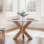 Astrid 48" Glass Top Solid Wood Base Dining Table